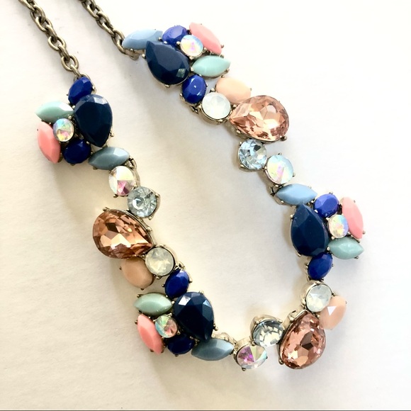J. Crew Multicolor Mixed Stones Gem Cluster Statement Necklace - Picture 3 of 5